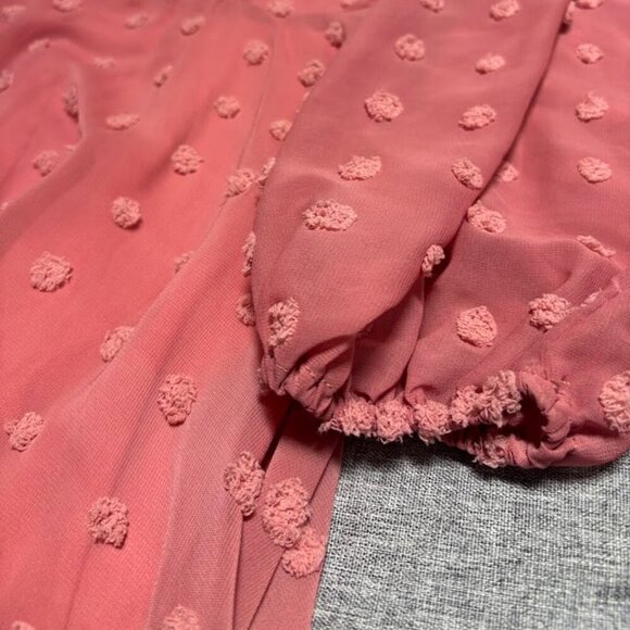 &Merci Pom Pom Texture Swiss Dot Long Sleeve Dress - Picture 6 of 6